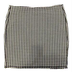 Old Navy Large Houndstooth Dual Color Stretch Elastic Waist Knee Length Skirt